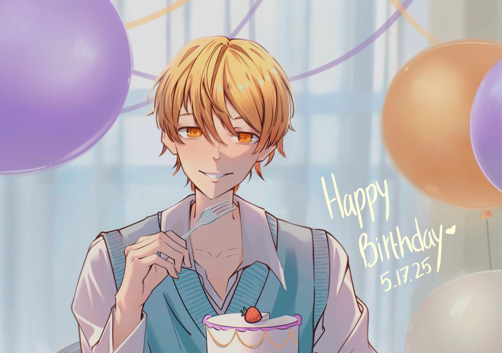 Bust-up with simple background